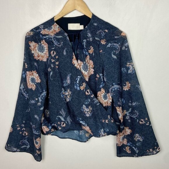 The JetSet Diaries TJD Boho Bell Sleeve Hippie Print Top Size XS Bohemian Blouse - Picture 9 of 10